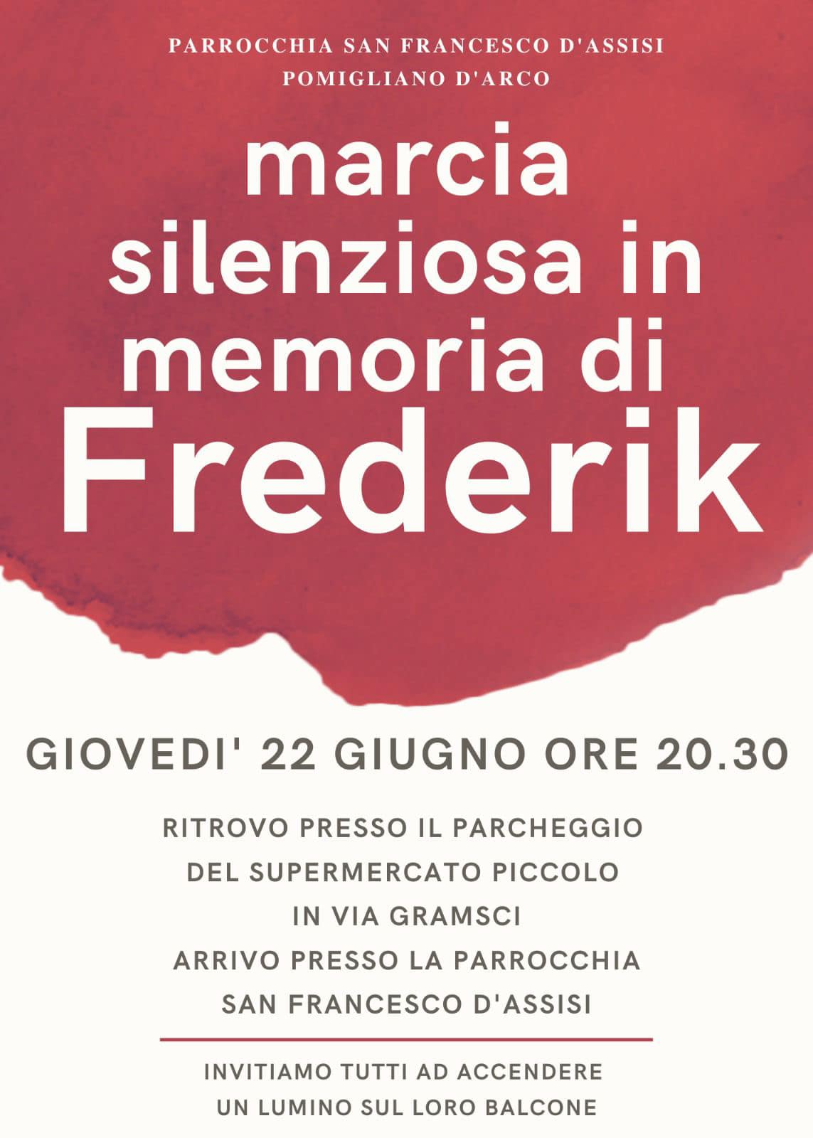 Marcia silenziosa per Frederik a Pomigliano D'Arco